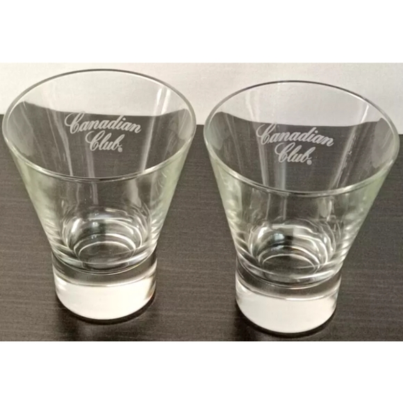L👀K Vintage Canadian Club Etched Whiskey Scotch Glasses set of 2 - Picture 7 of 7